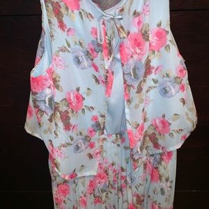 Girls Floral Pleated Dress